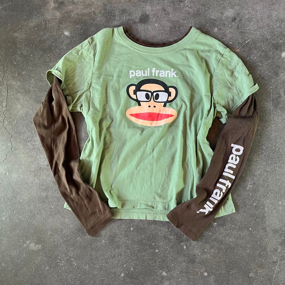 Y2K Paul frank monkey longsleeve w/ sleeve design slightly cropped women’s M